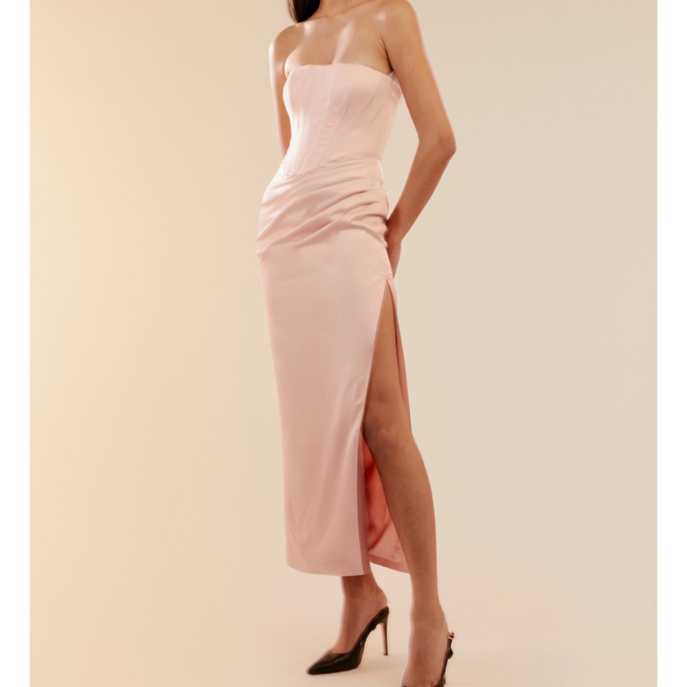 Bardot Everlasting Satin Midi Dress In Soft Pink